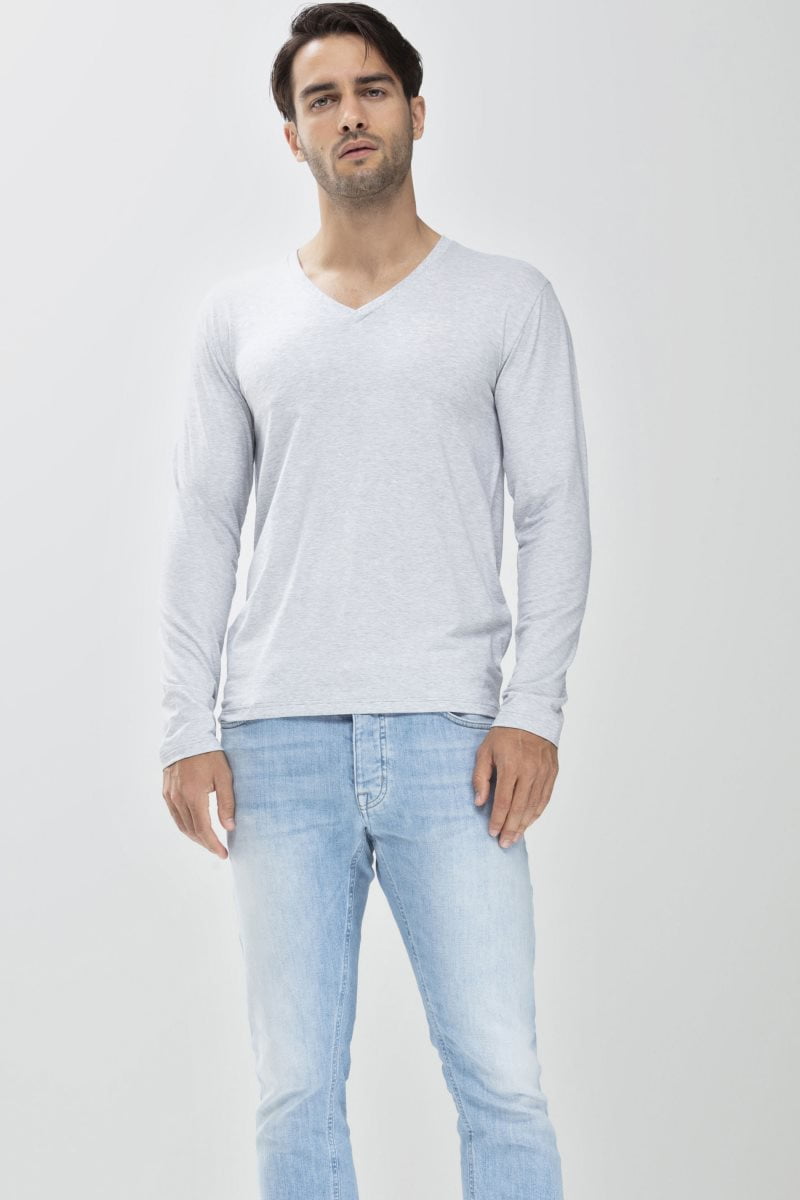 Dry cotton colour Shirt lange mouw V-hals