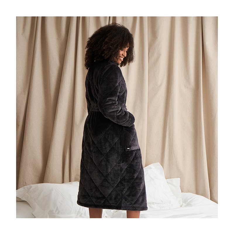 Quilted Velour Robe Badjas