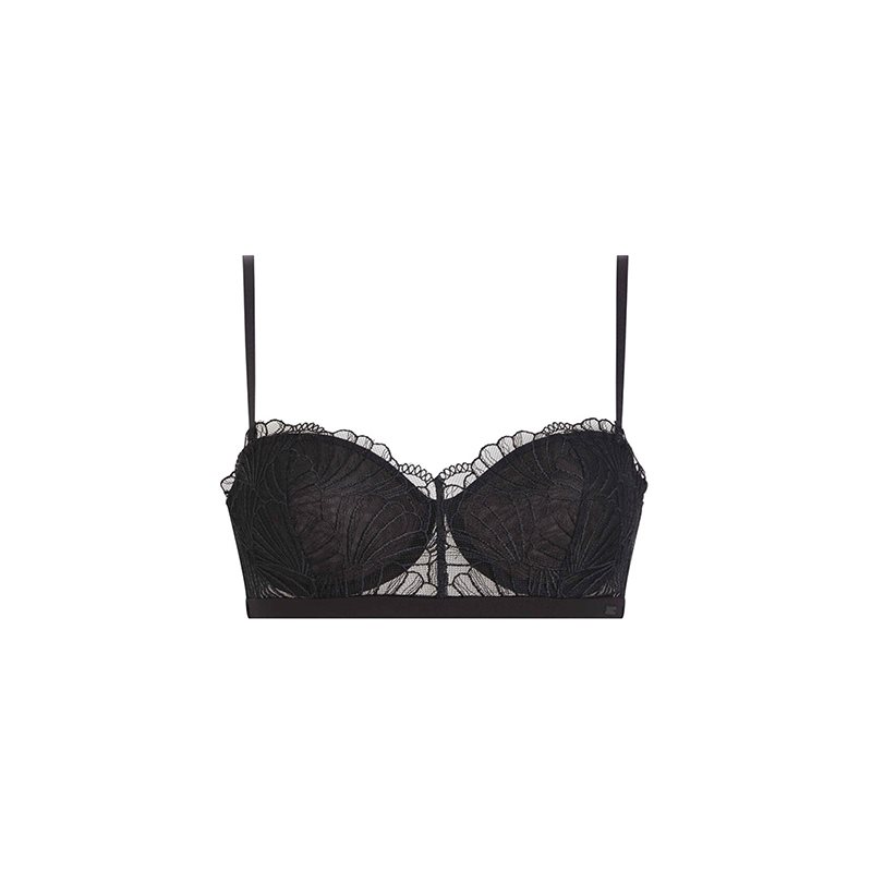 Black Embroidery Bh met beugel SpacerStrapless