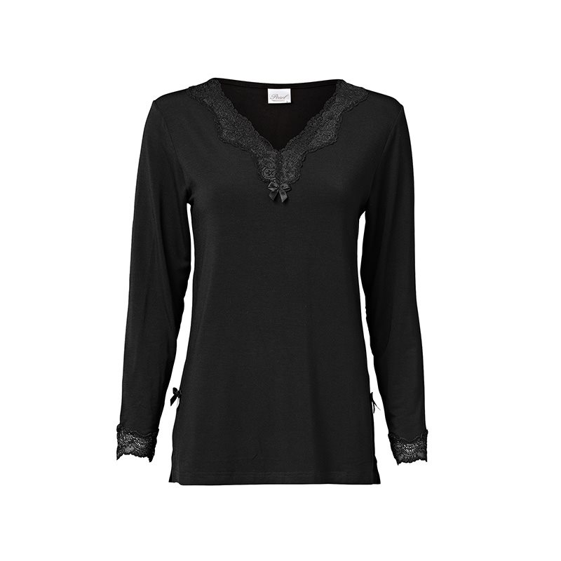 Pearl Design Stockholm Elegance top with long sleeve Shirt korte mouw V-hals 