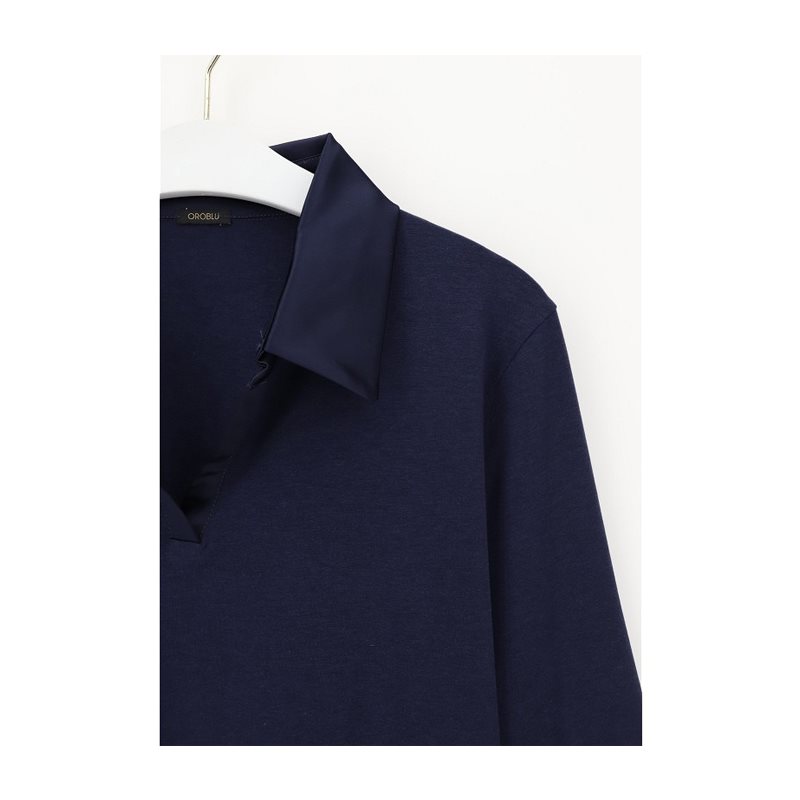 Perfect Line Cotton Shirt lange mouw ronde hals