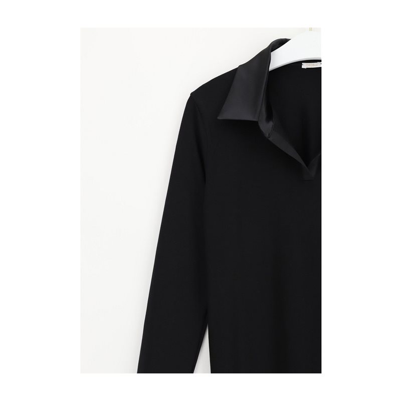 Perfect Line Cotton Shirt lange mouw ronde hals