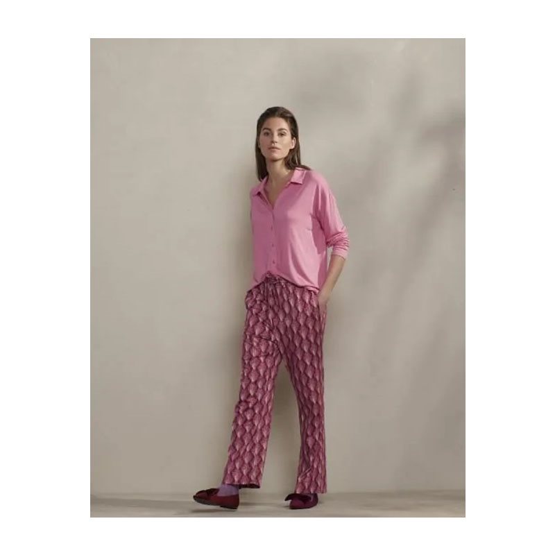 Essenza Kae Uni Flowering top 1-DELIG Pyjama shirt doorknoop