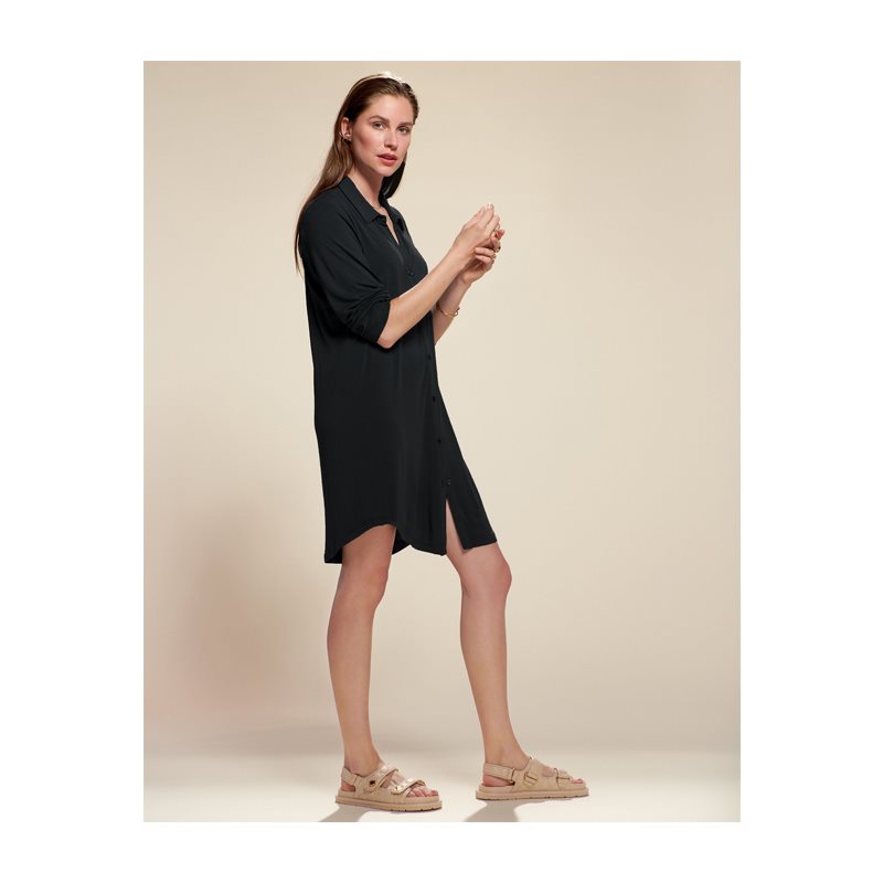 Valentina Uni Nightdre 1-DELIG Nachthemd lange mouw doorknoop