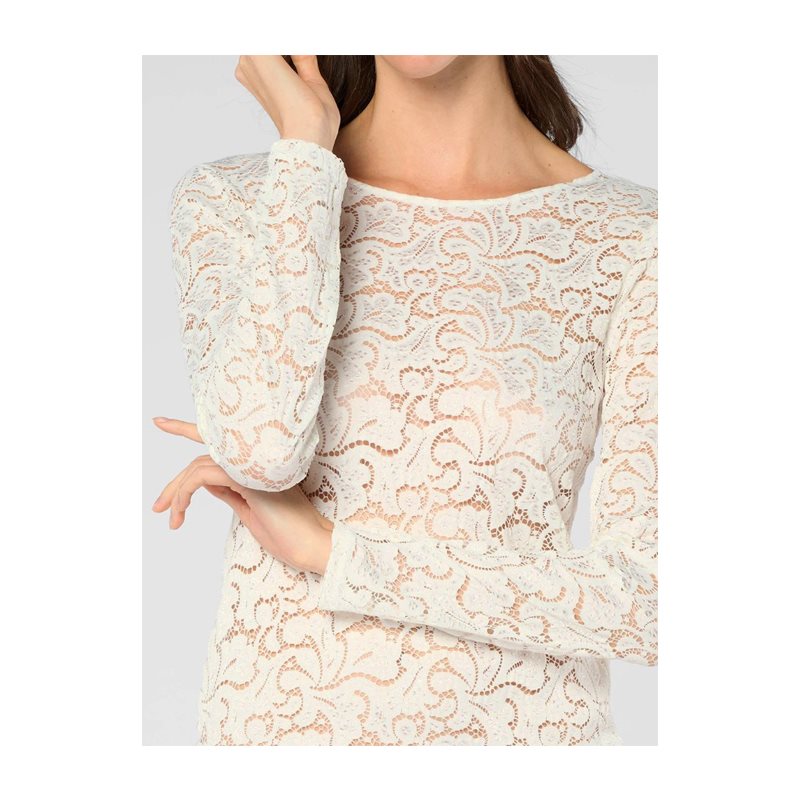 Glamour Lace Shirt lange mouw ronde hals