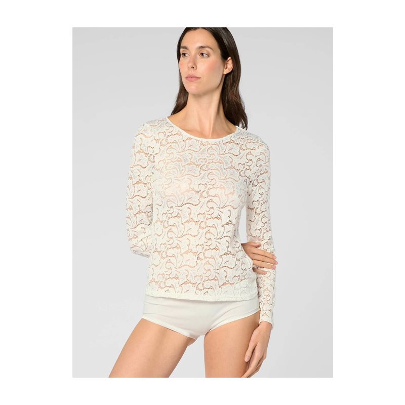 Glamour Lace Shirt lange mouw ronde hals