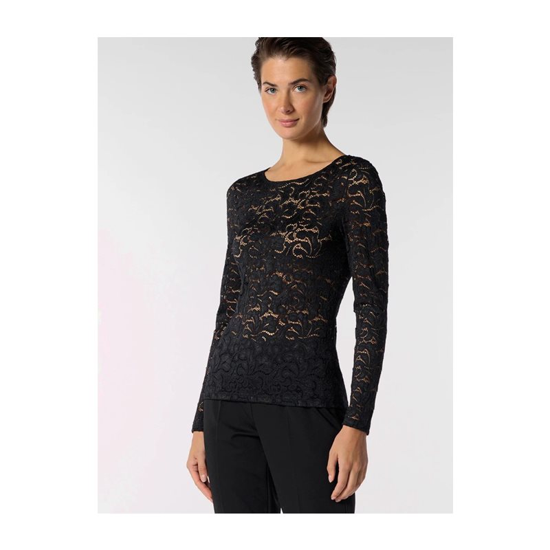 Glamour Lace Shirt lange mouw ronde hals