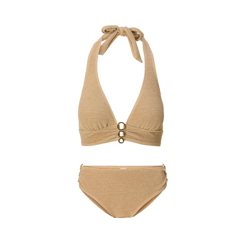 Gold Beige 2-DELIG Bikini zonder beugel voorgevHalter
