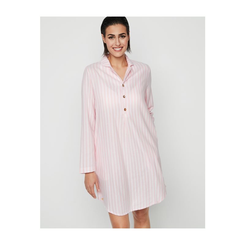 Oxford Nightshirt Nachthemd met lange mouwDoorknoop