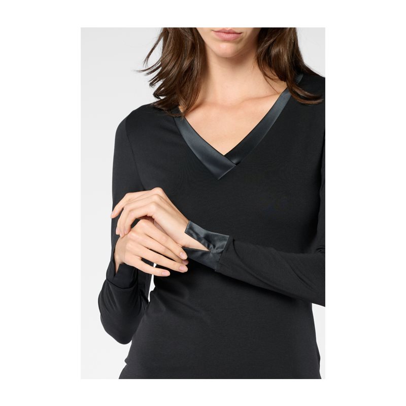 Perfect Line Cotton Shirt lange mouw V-hals