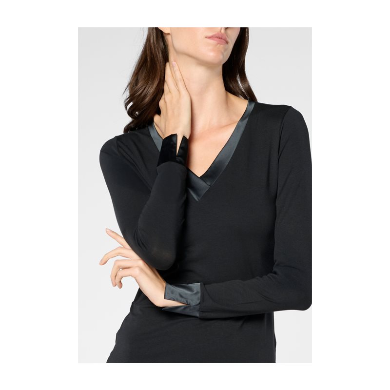 Perfect Line Cotton Shirt lange mouw V-hals