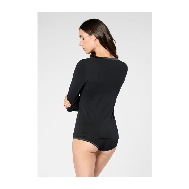 Perfect Line Cotton Shirt lange mouw V-hals