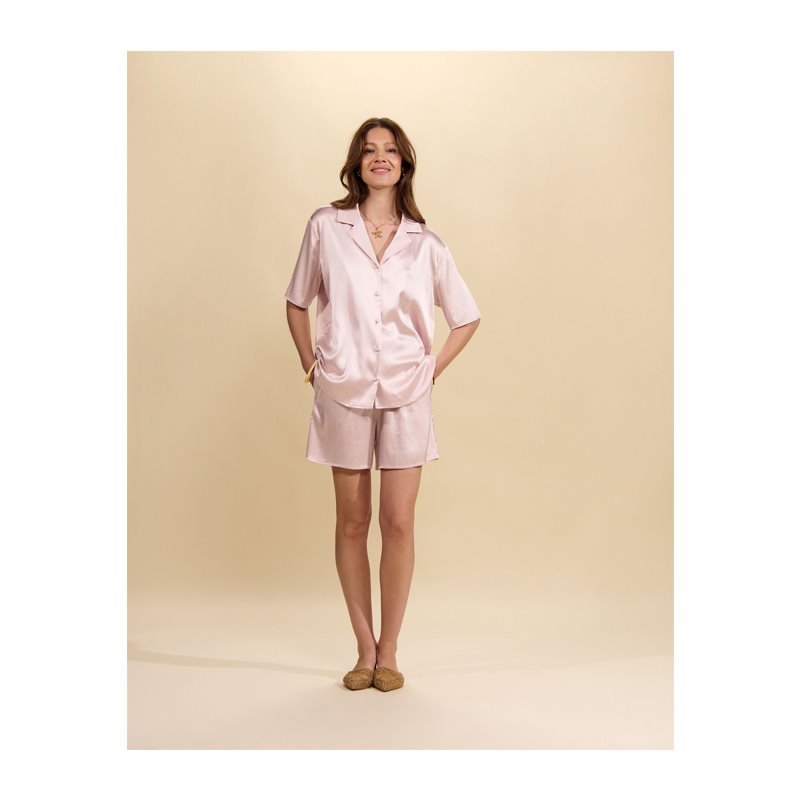 Elodie Uni Top Shor Sl 1-DELIG Shirt korte mouw V-halsDoorknoop