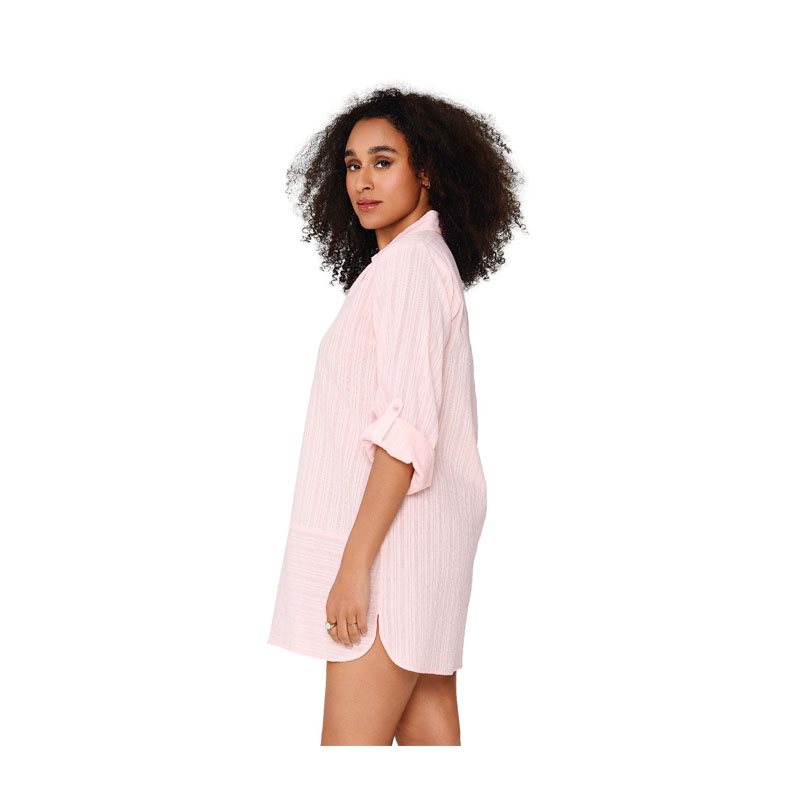 Peach Stripe Nachthemd met lange mouw