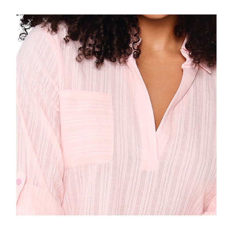 Peach Stripe Nachthemd met lange mouw
