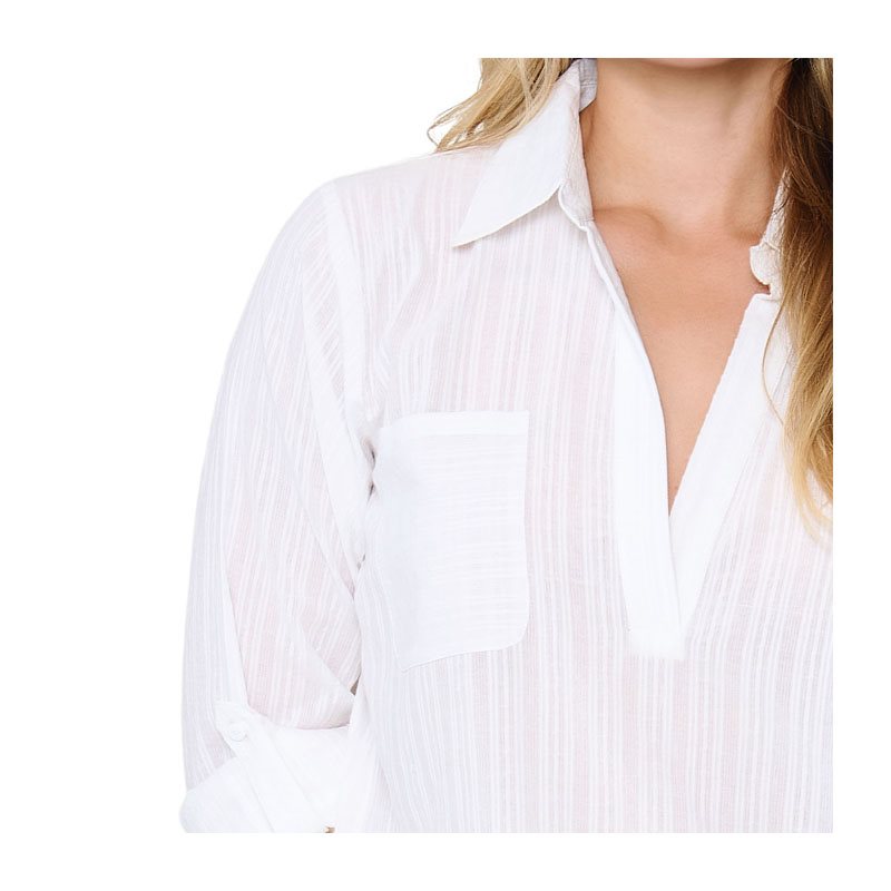 White Stripe Nachthemd met lange mouw