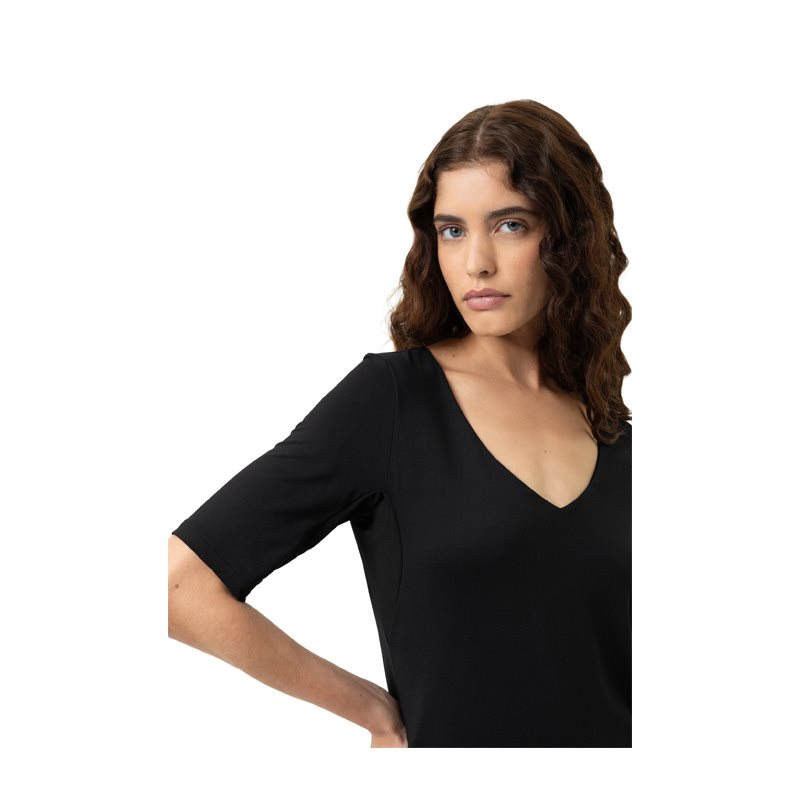 Blazershirt Shirt korte mouw V-hals